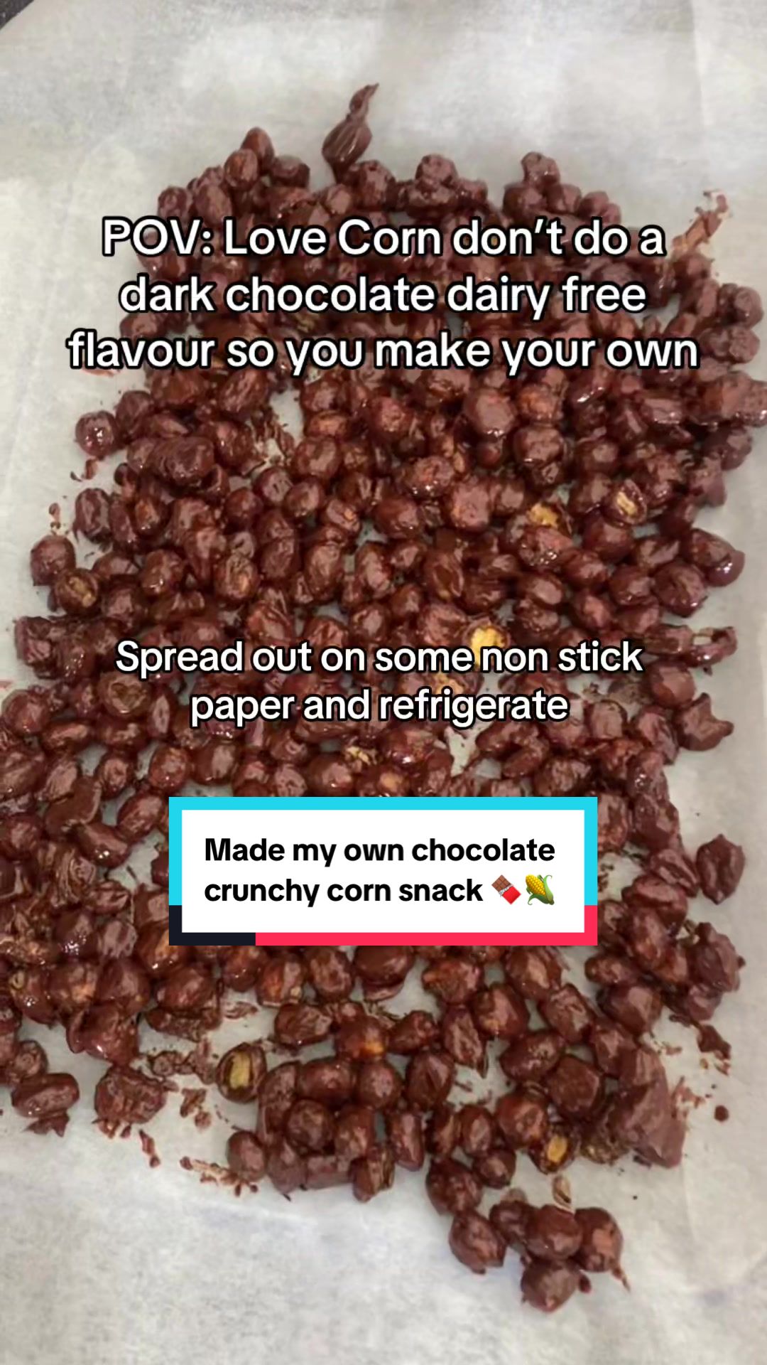 TikTok post by @clarehealthiswealth for LOVE CORN. Caption reads: [...] using Sea Salt crunchy corn from @LOVE CORN....