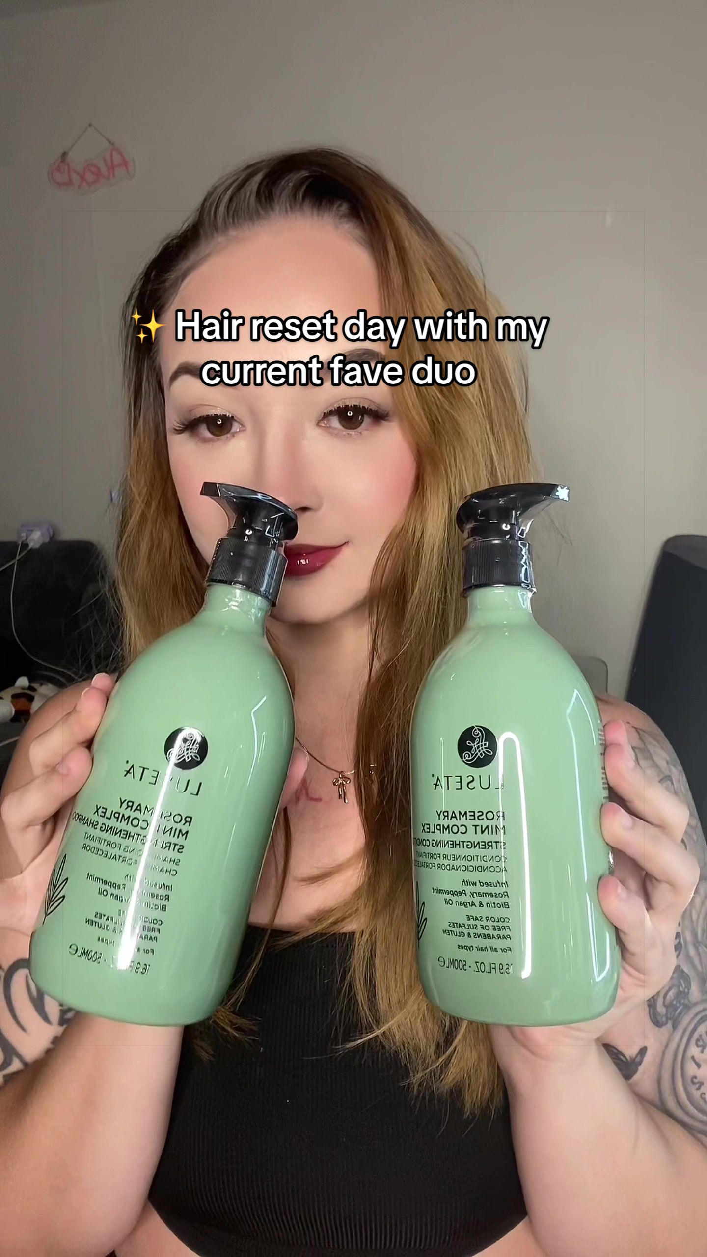 TikTok post by @alexishixonn for Luseta Beauty. Caption reads: [...] Use code TMPHLHJZ for savings 💚 @Luseta....