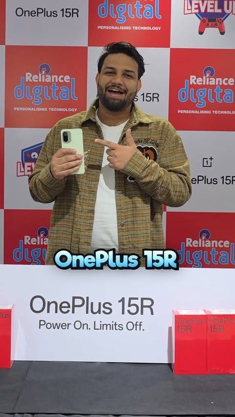 Instagram post by @ab_jonty for Reliance Digital. Caption reads: [...] 15R to the ultimate gaming test at Reliance....