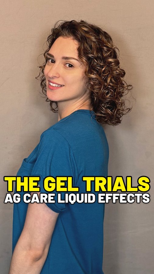 Instagram post by @curlyjo.uk for Ouidad. Caption reads: READ ME ⬇️⁣
⁣
It’s the 14th gel of The Gel Trials,....