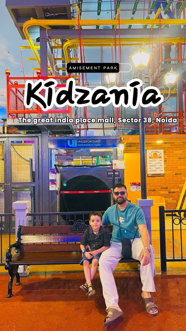 Instagram post by @stylesenseiabhi for KidZania. Caption reads: Welcome to Delhi Largest Amusement Park KidZania....