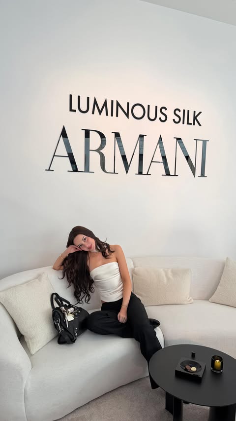 Instagram post by @zaraynaf for Armani beauty. Caption reads: Los Angeles with @armanibeauty 🍰 Happy 25th....