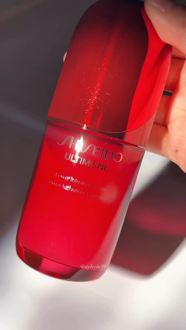 Instagram post by @styleyin59 for BzzAgent. Caption reads: Shiseido Ultimune Power Infusing Serum for....