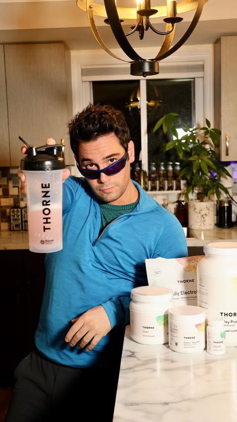 Instagram post by @tommybracco for Thorne. Caption reads: Leveling up with @thornehealth #thornepartner LINK....