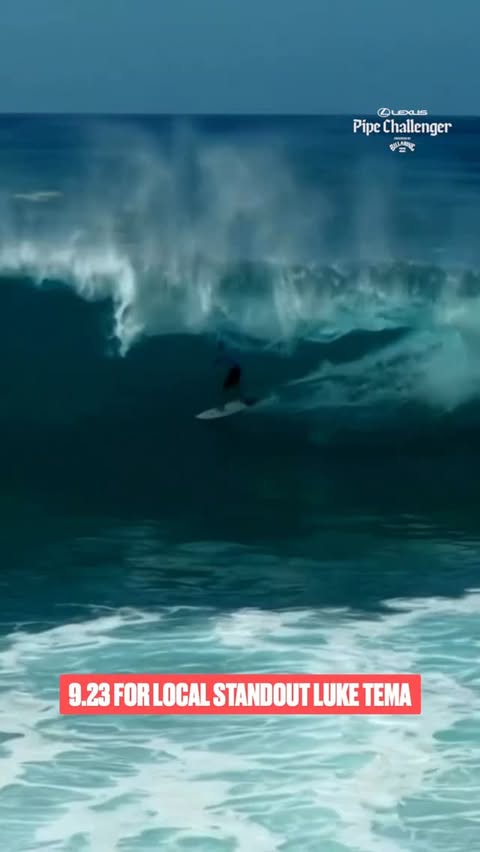 Instagram post by @luke_tema for World Surf League. Caption reads: [...] #PipeChallenger is LIVE on....