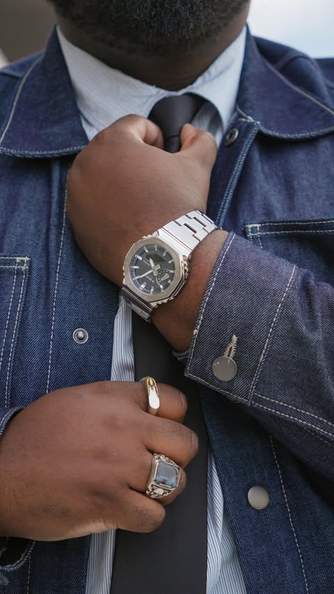 Instagram post by @mrhbfashion for G-SHOCK. Caption reads: [...] the fits are on a different level 📈....
