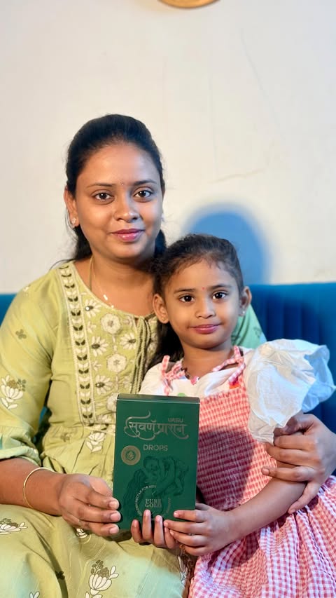 Instagram post by @lekshas_memorigram for Vasu Healthcare. Caption reads: [...] daily drop of Suvarnprashan from....