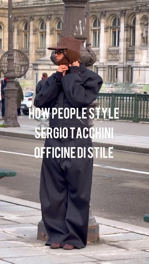 Instagram post by @thestylearchivist for Sergio Tacchini. Caption reads: How people style @sergiotacchinifrance Officine di....