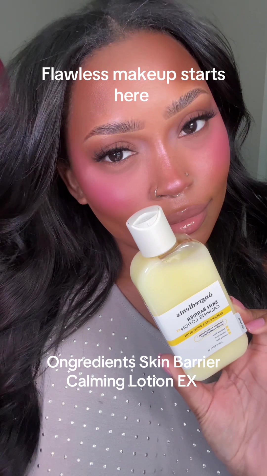 TikTok post by @chateaugurl for Ongredients US Store. Caption reads: One thing I’ve learned Is that flawless makeup....