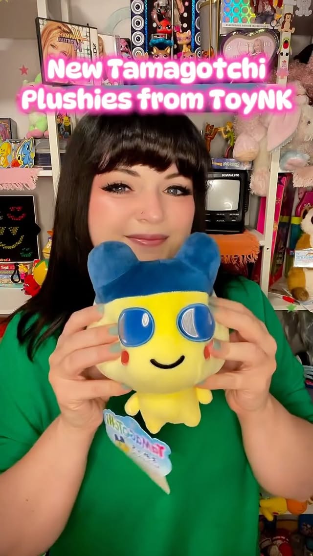 Instagram post by @2ndhandnostalgia for Toynk. Caption reads: ToyNK has new Tamagotchi plushies!! There are....
