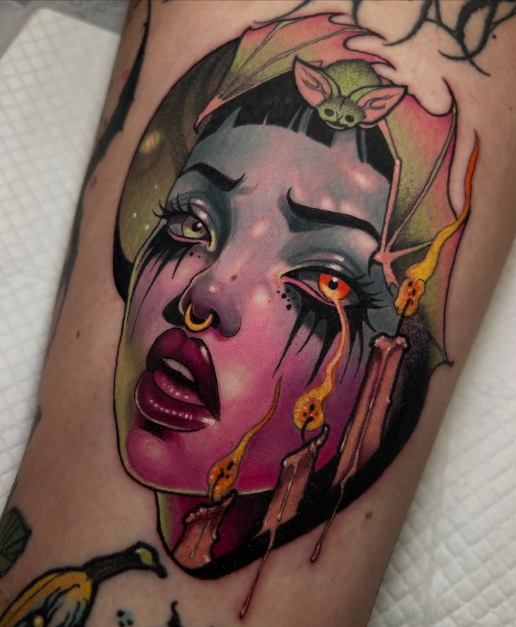 Instagram post by @teamrockettattoo for Eternal Ink. Caption reads: Got to do a version of this collab with....