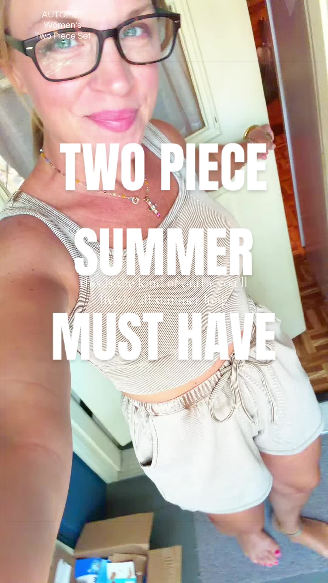 TikTok post by an influencer for AUTOMET. Caption reads: AUTOMET Women's Two Piece Set ☀️✨ [...].