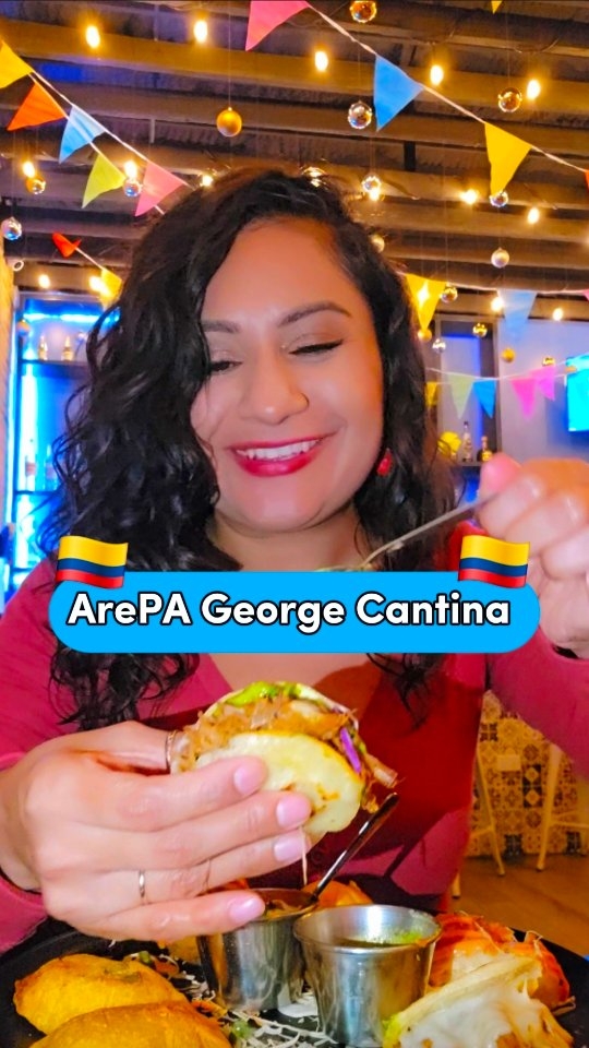 Instagram post by @chidochicago for Choose Chicago. Caption reads: 🇨🇴 ArePA George Cantina: ¡Una joyita colombiana....