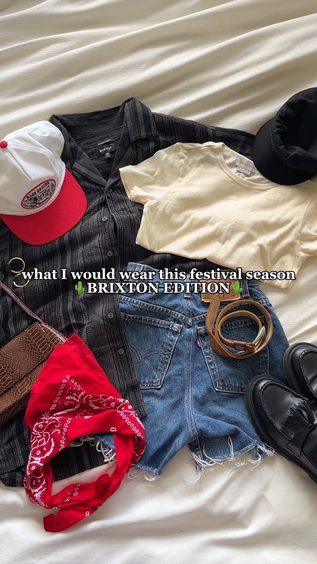 Instagram post by @revivedbyliv for Brixton. Caption reads: [...] 4 looks for this festival season🌵✨🎡....