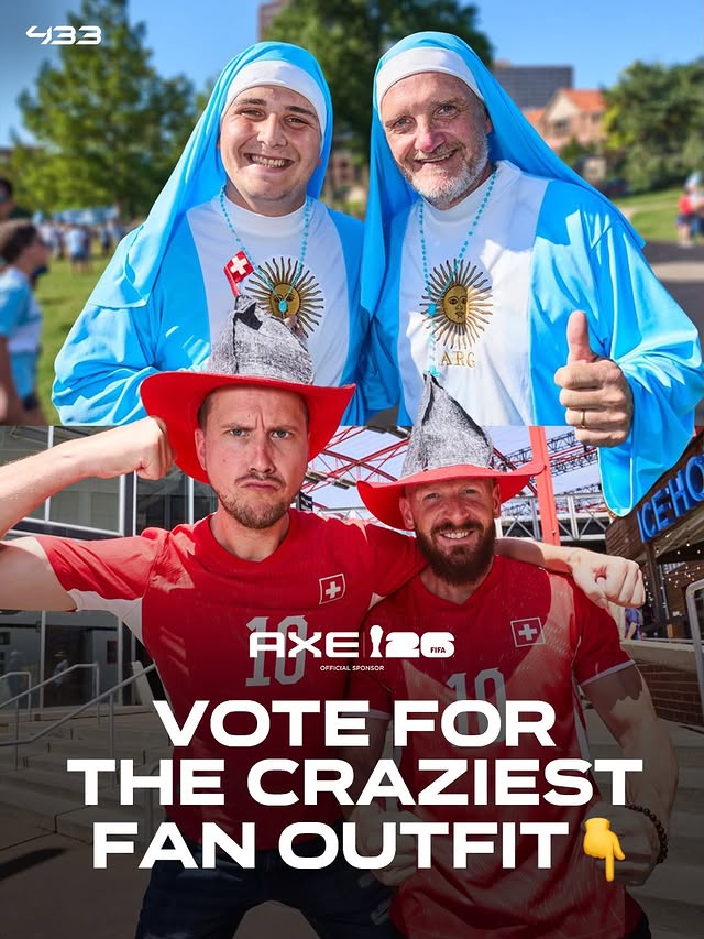 Instagram post by @axe for AXE en Español. Caption reads: #AD | The fans at 🇦🇷 - 🇨🇭 went all out with....