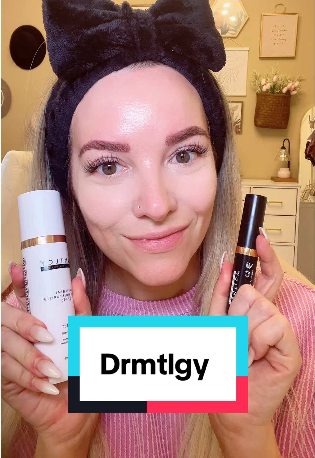 TikTok post by @whatwendywants for DRMTLGY. Caption reads: @DRMTLGY products are seriously the best. [...].