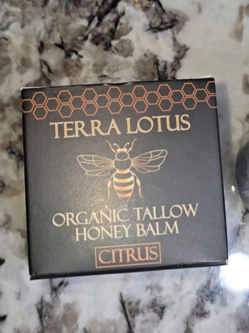 TikTok post by @inspirationalmarlamunoz8 for Terra Lotus. Caption reads: Meet the Terra Lotus Organic Honey Tallow Balm –....