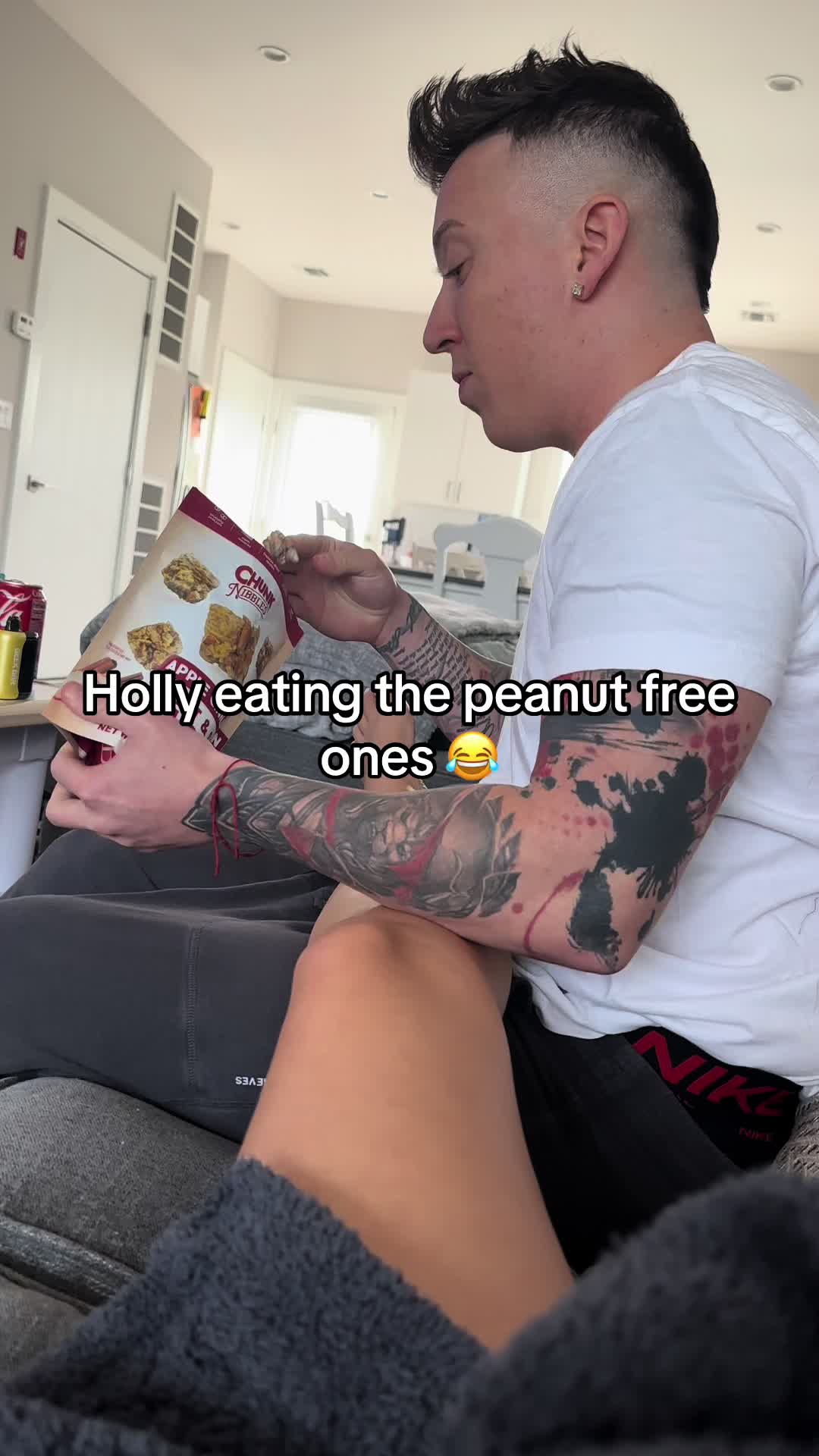 TikTok post by @theanxioustwins for Chunk Nibbles. Caption reads: She’s so happy! And the company wrote us saying by....