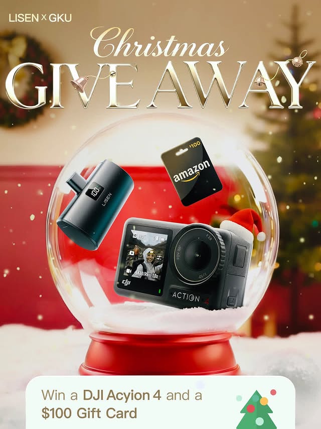 Instagram post by @gku_dashcam for LISEN. Caption reads: [...] 𝑮𝑰𝑽𝑬𝑨𝑾𝑨𝒀 🎁✨ This Christmas, LISEN ×....