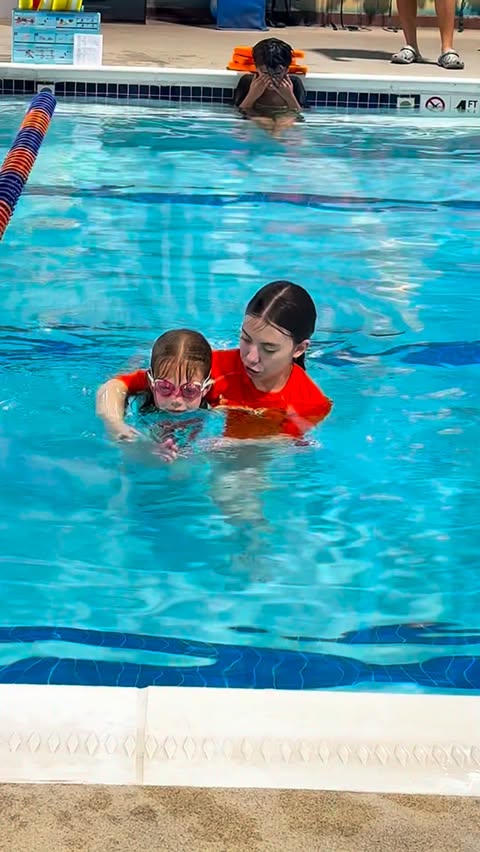 Instagram post by @lindyandthelittles for Goldfish Swim School. Caption reads: [...] safe and learning water safety! Goldfish....