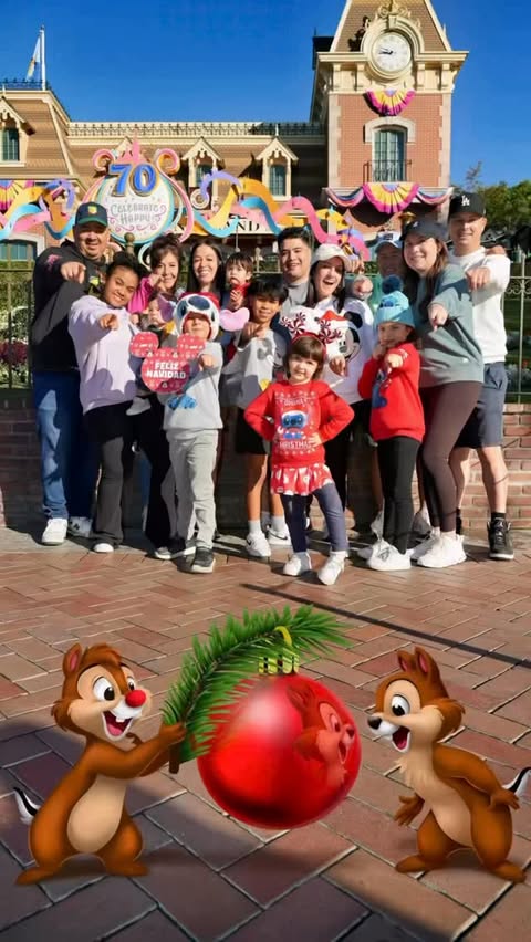 Instagram post by @sisanie for Disneyland. Caption reads: Party of 15! A full day of making memories with....