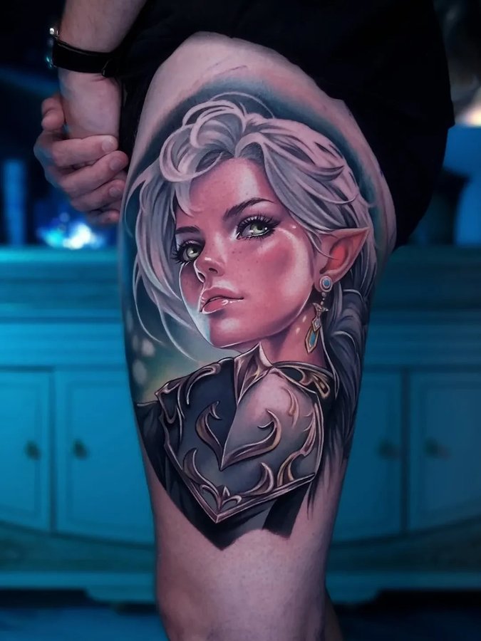 Instagram post by @deliabrodytattoo for Fkirons. Caption reads: Fantastic fantasy + mythology tattoos ✨ from....