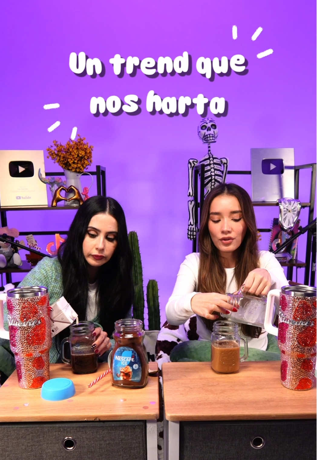TikTok post by @lasalucines_podcast for NESCAFÉ México. Caption reads: Tomamos un descanso para tomarnos un cafe frío,....
