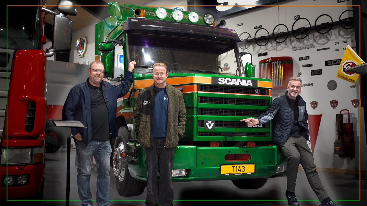 YouTube post by @HighOnCars for Scania Group. Caption reads: Vi har været på besøg hos Jens Christian i....