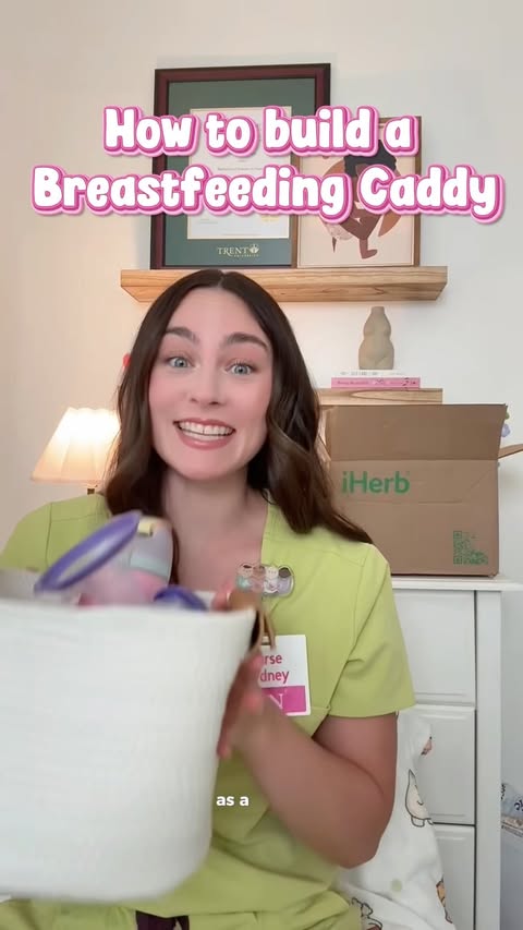 Instagram post by @nurse_sydney for iHerb. Caption reads: [...] those early postpartum days. I love that....