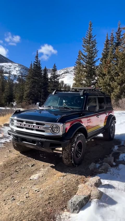 Instagram post by @juliancarr for Ford Bronco. Caption reads: [...] Clean it up, mud it up, repeat. @fordbronco....
