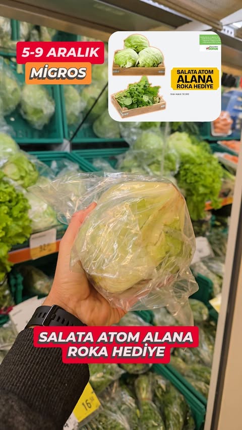 Instagram post by @indirimitakipedenadamheryerde for Migros. Caption reads: @migrossanalmarket @migros #reklam değil #kesfet....