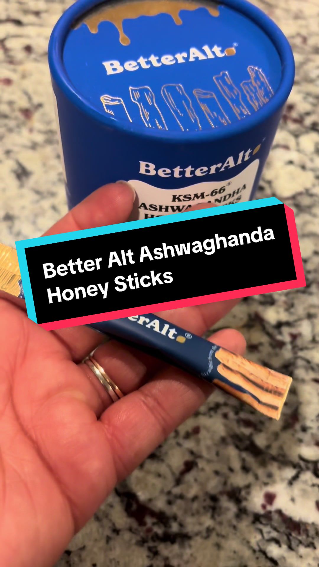 TikTok post by @mahoganytaurus for Better Alt. Caption reads: @Better Alt Ashwagandha Honey Sticks are [...].