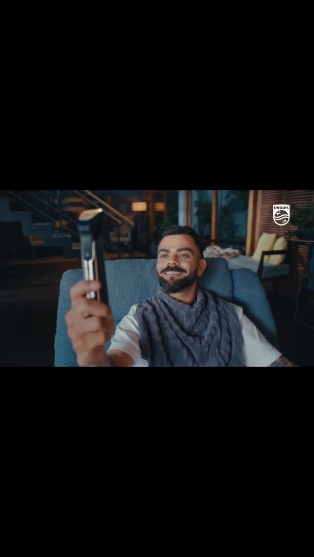 Instagram post by @virat.kohli for Philips News. Caption reads: Be it a sharp finish or a precise trim, my Philips....