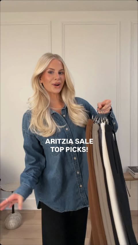 Instagram post by @kathleen.post for Aritzia. Caption reads: My most worn Aritzia items! Comment “SHOP” and....