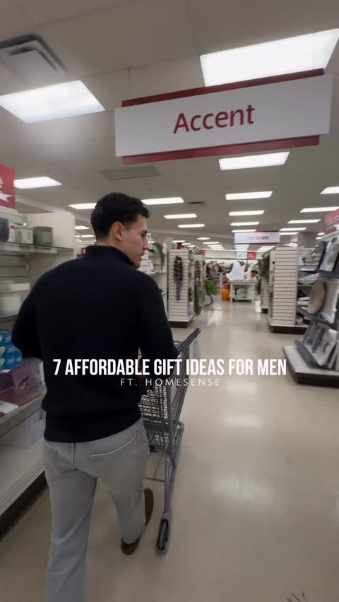 Instagram post by @brandonbalfourr for HomeSense. Caption reads: 7 gift ideas for men from @HomeSenseCanada....