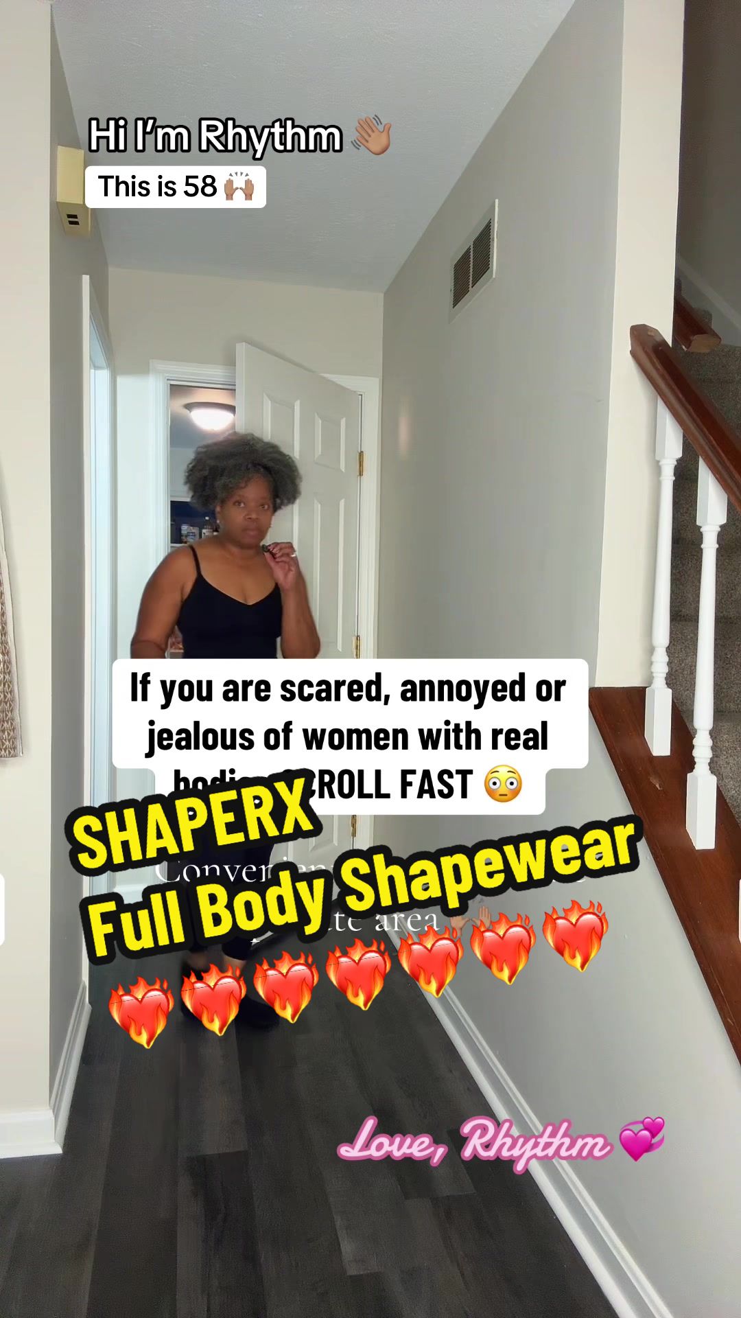 TikTok post by @rhythmandcoils for Shaperx. Caption reads: The Full Body Shaper is ❤️‍🔥 @SHAPERX Exceeded my....