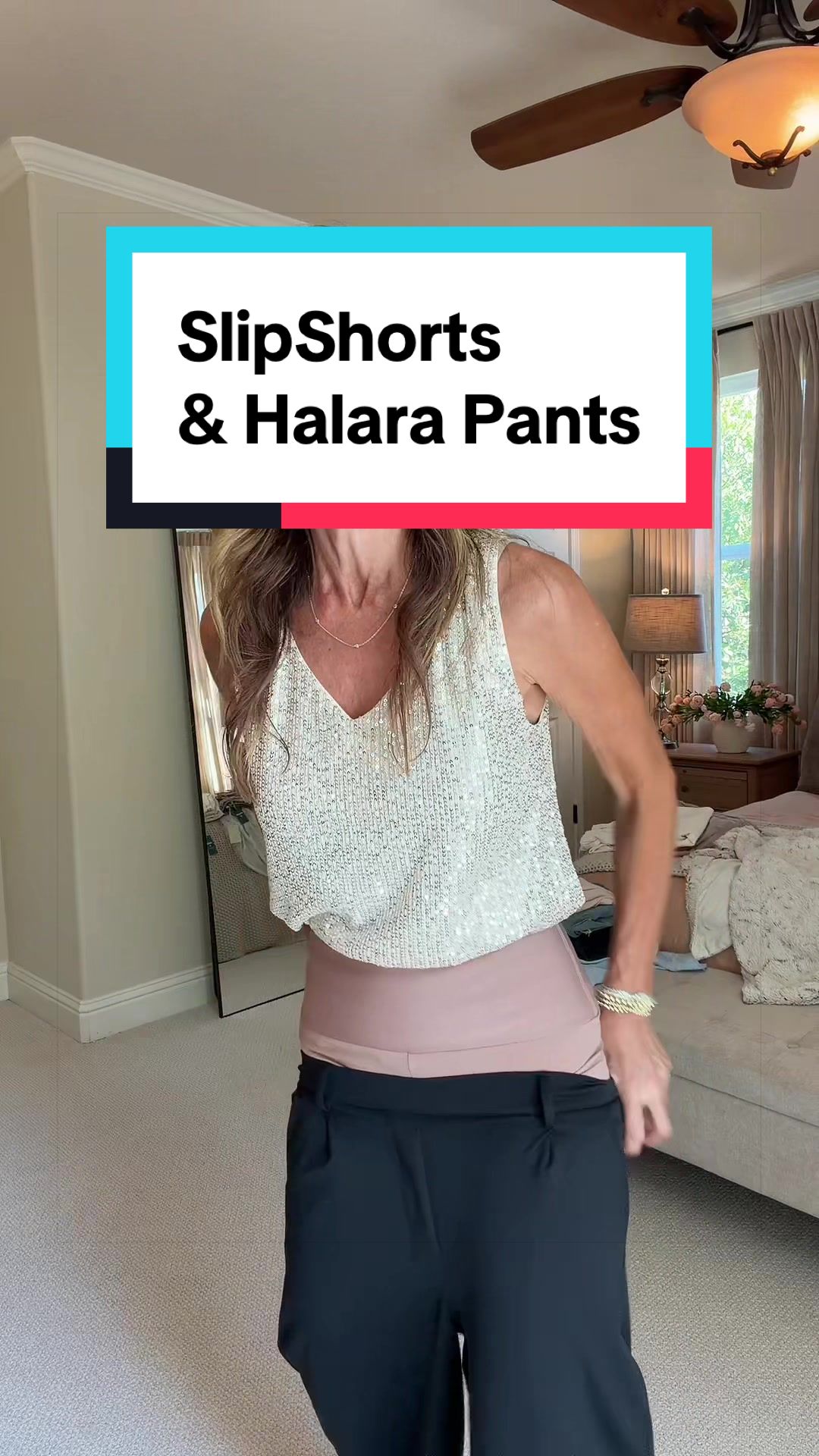 TikTok post by @laurie_stone for Leonisa. Caption reads: [...] #fashiontips @Halara_official @Leonisa USA.