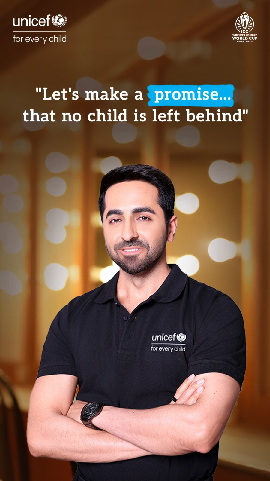 Instagram post by @ayushmannk for UNICEF. Caption reads: When dreams get a fair chance, they shine. But....