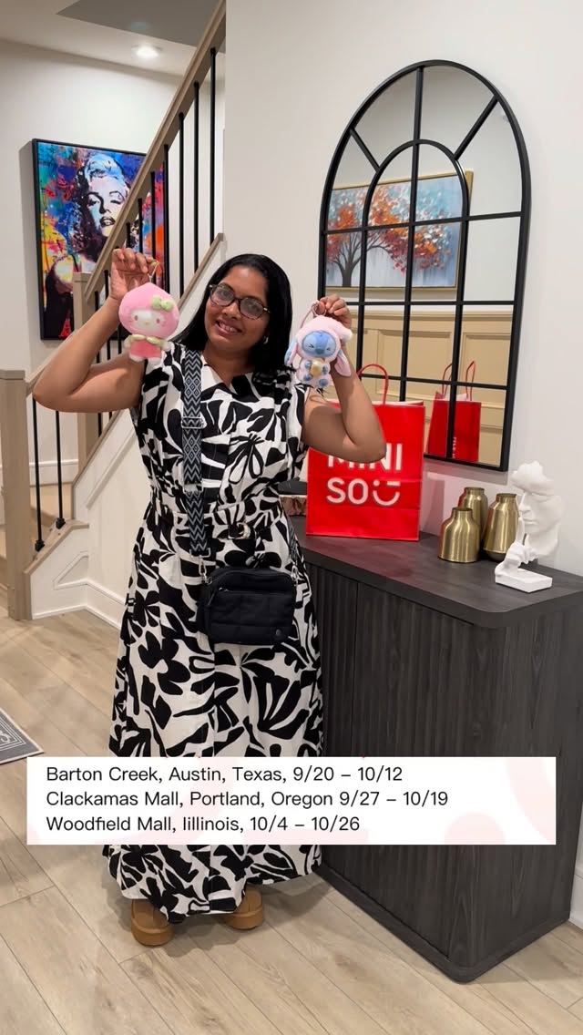 Instagram post by @shwetamalkar0 for MINISO USA. Caption reads: MINISO blind box surprise! 🎁✨ So excited to see....