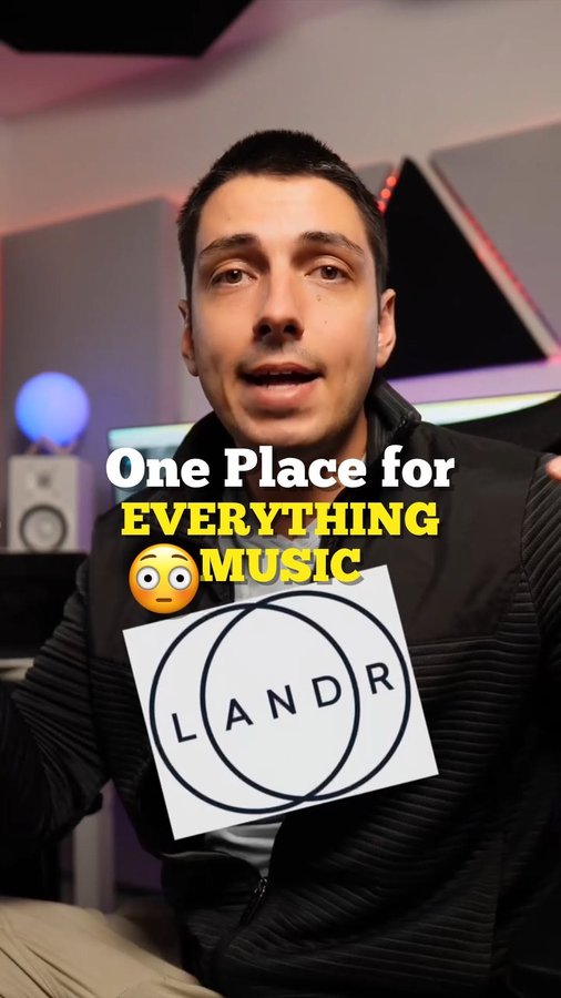 Instagram post by @artz__prod for LANDR. Caption reads: Comment “Landr” to get $50 off and try their....