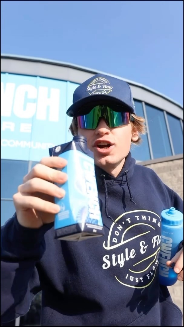 Instagram post by @canlansports for CWENCH Hydration. Caption reads: CWENCH Hydration 🤝 @canlansports Celebrating the....