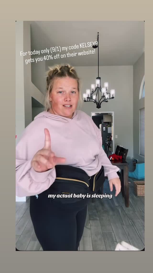 Instagram post by @kelsey_p90 for Tushbaby. Caption reads: Love us a @tushbaby ! 40% off today only (9/1)....