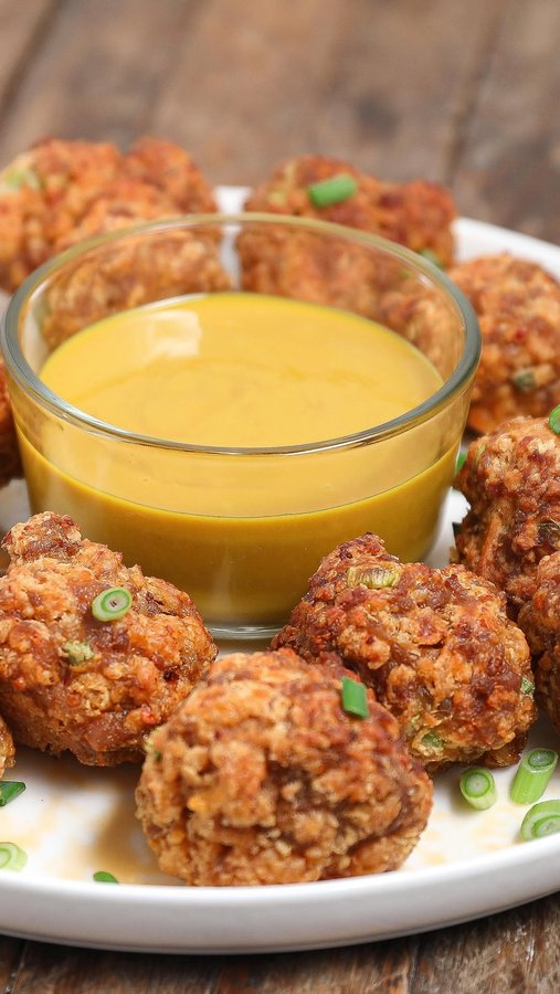 Instagram post by @thesaltycooker for Premio Foods. Caption reads: Sausage Balls
#ad Who else agrees the best part of....