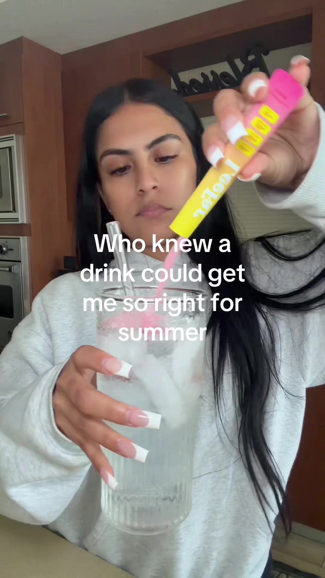 TikTok post by @viraltiktokshopfinds for Leefar US. Caption reads: Tastes like a strawberry acai!! @Leefar US....