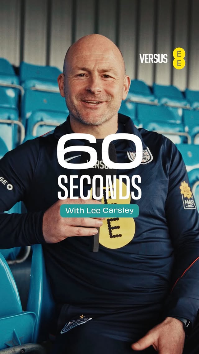 Instagram post by @versus for EE. Caption reads: 60 Seconds with Lee Carsley..