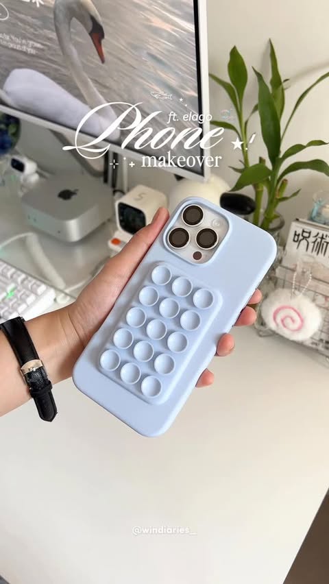 Instagram post by @windiaries_ for Elago. Caption reads: Let’s have a phone makeover! ft. @elago_official....