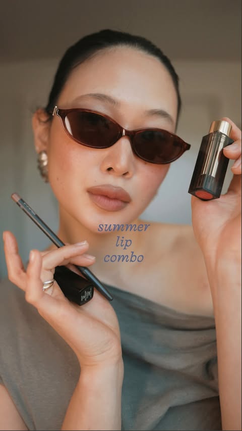 Instagram post by @imalyssalau for MERIT. Caption reads: [...] rouge allure lipstick in a demi mot @merit....