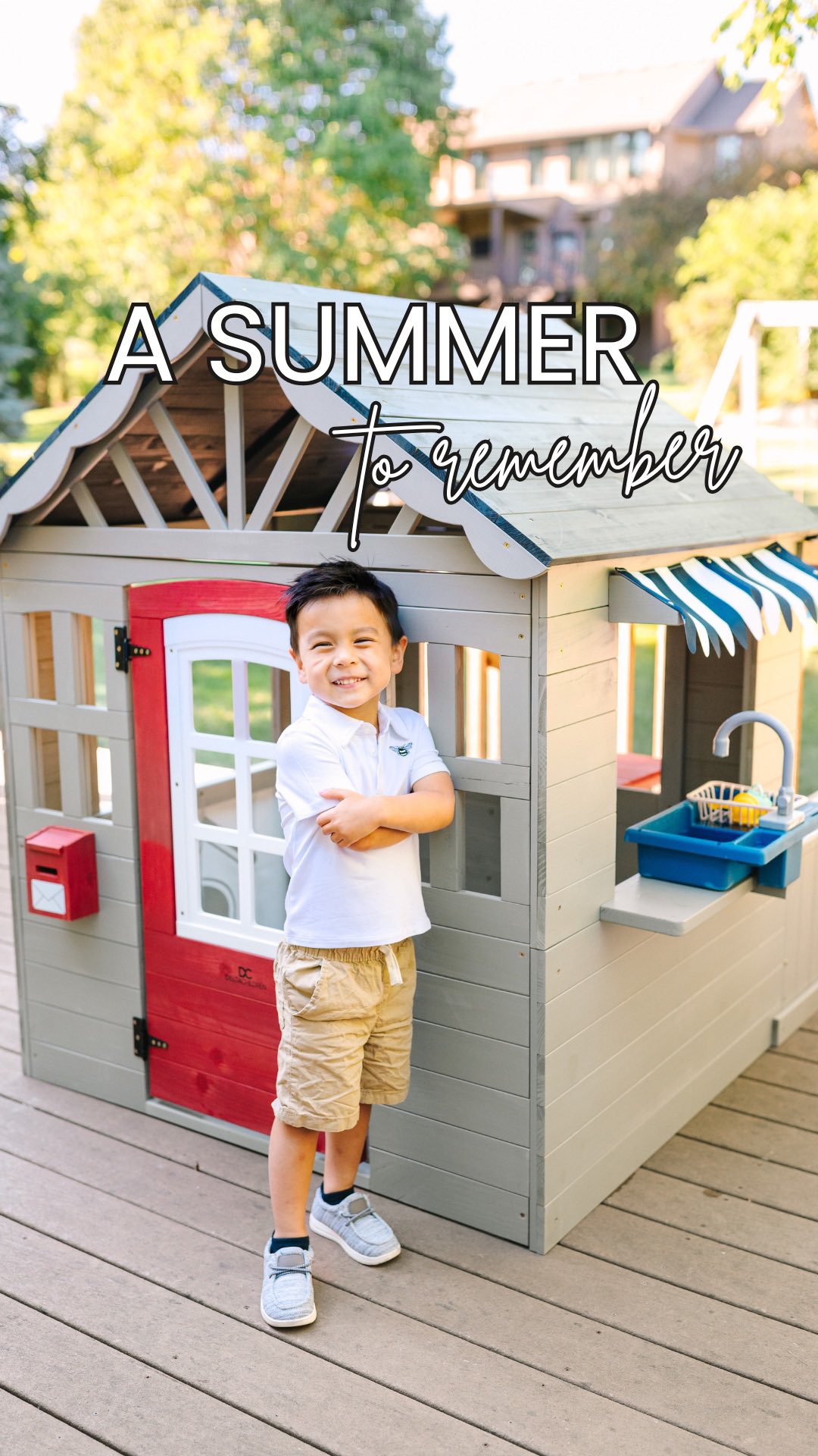 Instagram post by @homebuilteducation for Delta Children. Caption reads: The @deltachildren My Size Deluxe Playhouse has....