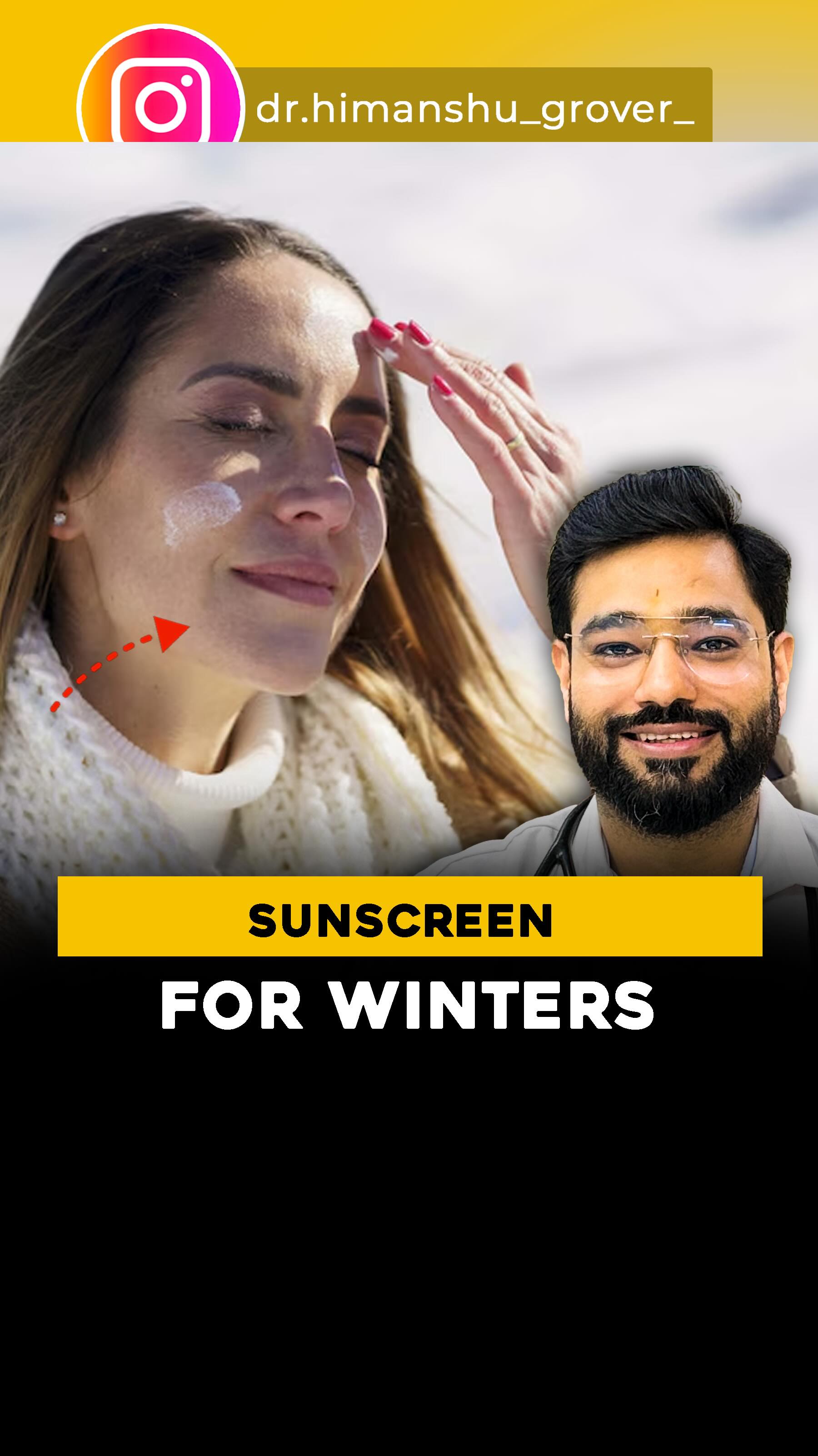 Instagram post by @dr.himanshu_grover_ for Dr Sheths. Caption reads: Winter ho ya summer — UV rays chhutti pe nahi....