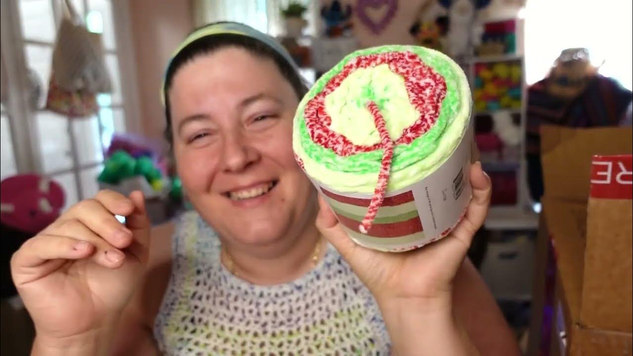 YouTube post by @CinnamonStitches for Crochet. Caption reads: Yarn Sampler pack pyow.